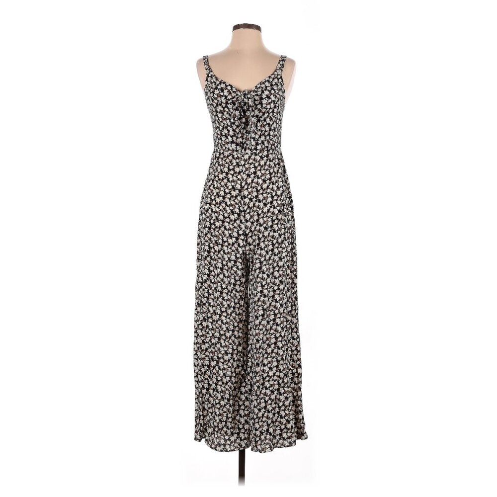 All in Favor Black and White Floral Wide-Leg Jumpsuit
